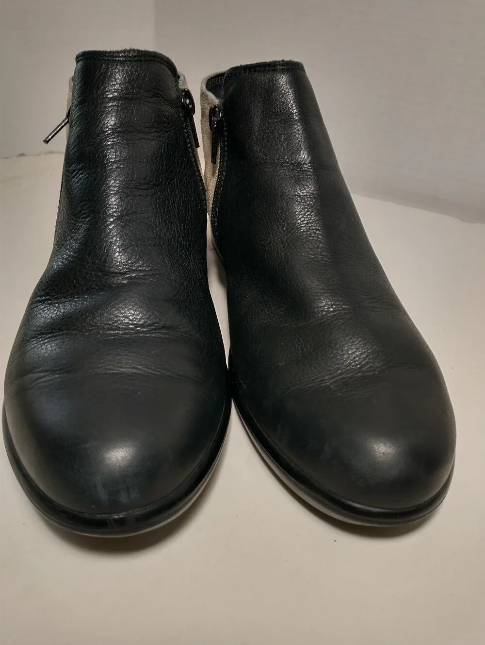 Naot Leather Helm Ankle Boots,‎ Black And Gray, Euro Size 39, US Size 8